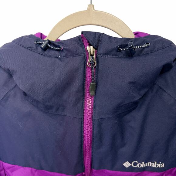 Columbia Omni-Tech Purple Down Hooded Jacket Women’s Medium - Picture 4 of 13